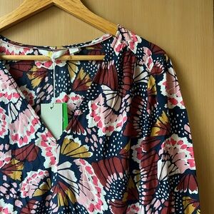 NWT Boden Butterfly Wing Draped Midi Dress - Pink, Yellow, Navy 20/22L